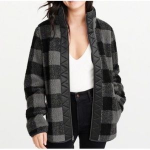 Abercrombie Plaid Zip Up Sherpa Jacket